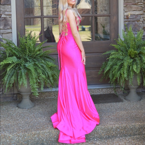 00 Sherri Hill #54228 Long Hot Pink Dress - Picture 2 of 4